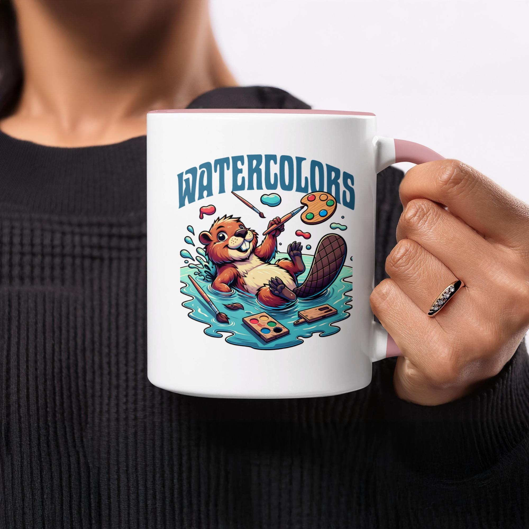 Cute Otter Watercolors Mug, Fun Animal Artwork, Art Lover Gift, Unique Coffee Cup, Artist Inspired Design, Creative Painter Mug