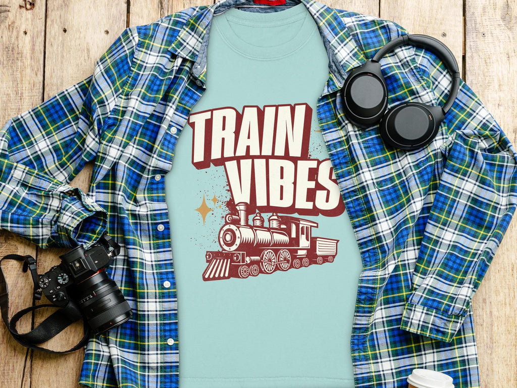 Train Vibes T Shirt, Retro Train Tee, Vintage Style T-Shirt, Locomotive Shirt, Train Lover Gift, Steam Train Shirt, Railroad T Shirt