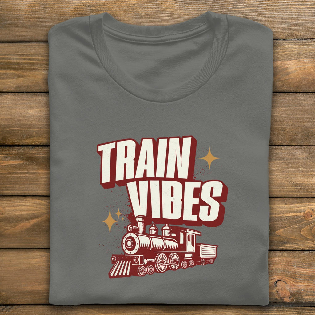 Train Vibes T Shirt, Retro Train Tee, Vintage Style T-Shirt, Locomotive Shirt, Train Lover Gift, Steam Train Shirt, Railroad T Shirt