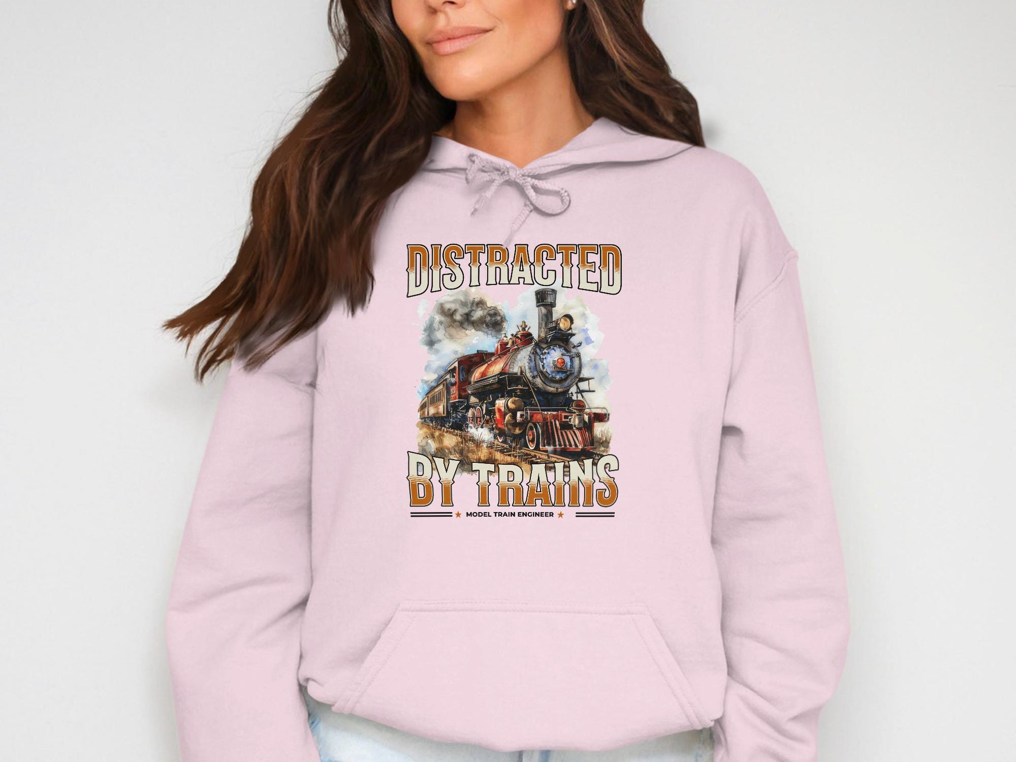 Distracted By Trains T Shirt, Model Train Engineer Tee, Train Lover Gift, Locomotive Shirt, Vintage Steam Train Tee, Railroad Fan T Shirt