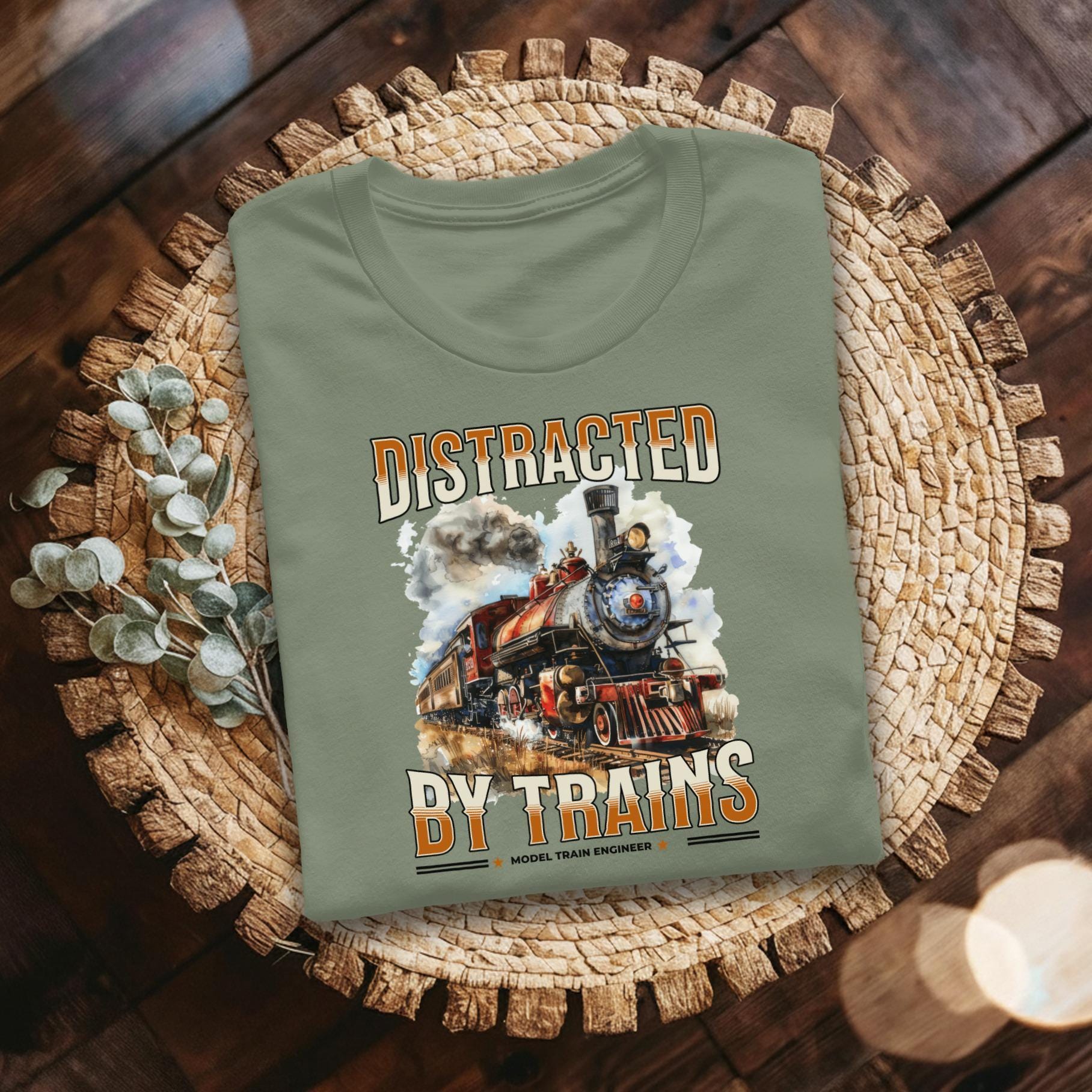Distracted By Trains T Shirt, Model Train Engineer Tee, Train Lover Gift, Locomotive Shirt, Vintage Steam Train Tee, Railroad Fan T Shirt