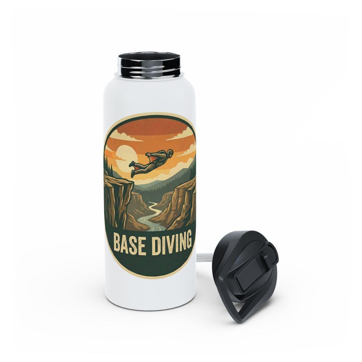 Base Diving Water Bottle, Adventure Sports Flask, Outdoor Enthusiast Gift, Travel Hydration, Reusable Sports Bottle