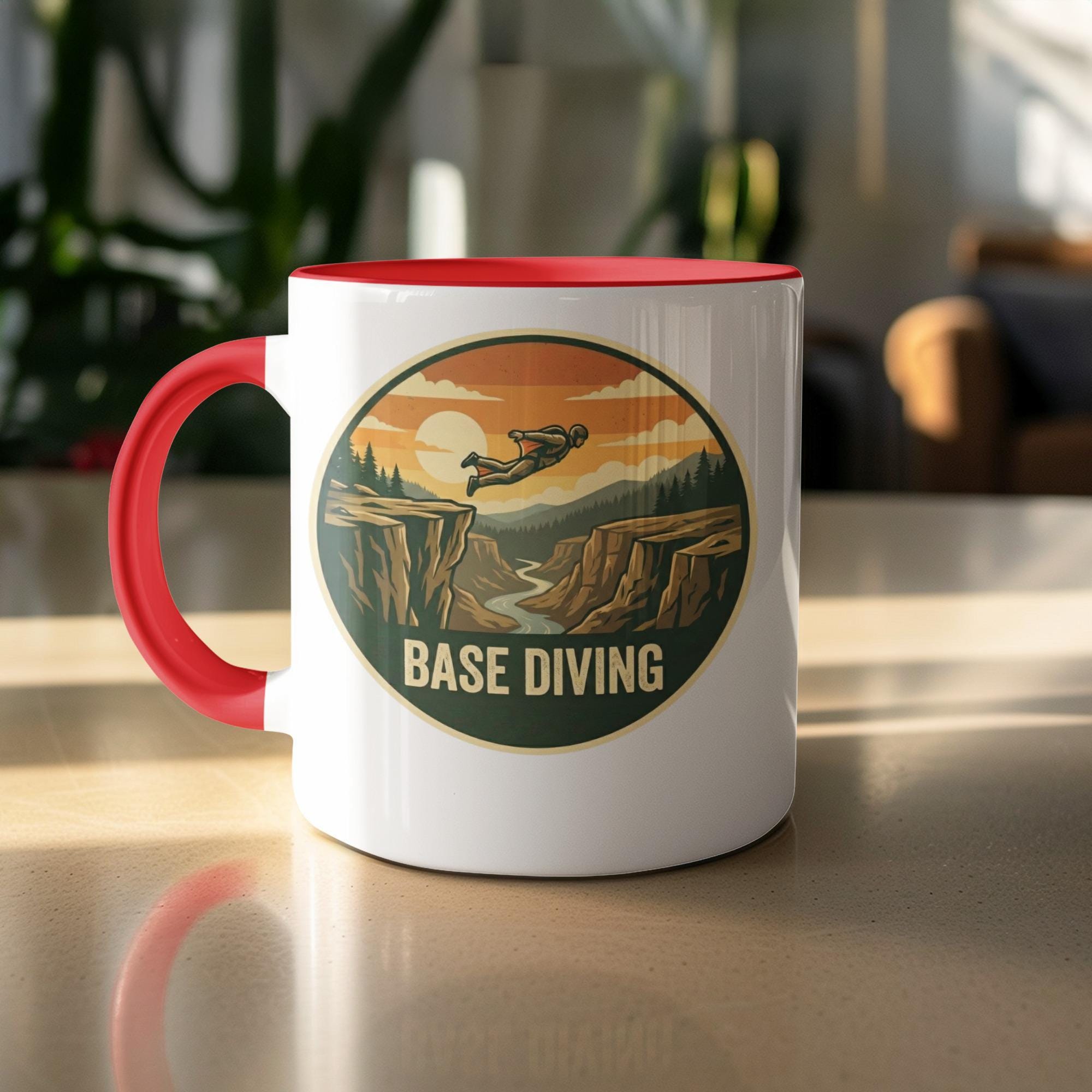 BASE Diving Coffee Mug, Adventure Sports Cup, Outdoor Enthusiast Gift, Thrill Seeker Present, Base Jumping Enthusiast Mug