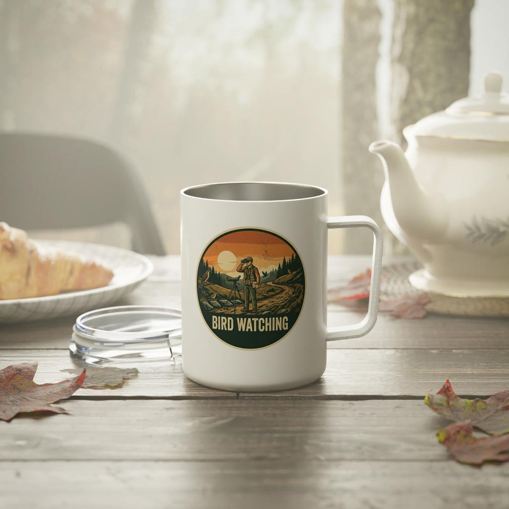 Bird Watching Mug, Outdoor Enthusiast Gift, Nature Lover Coffee Cup, Wildlife Observer Present, Camping Adventure Drinkware
