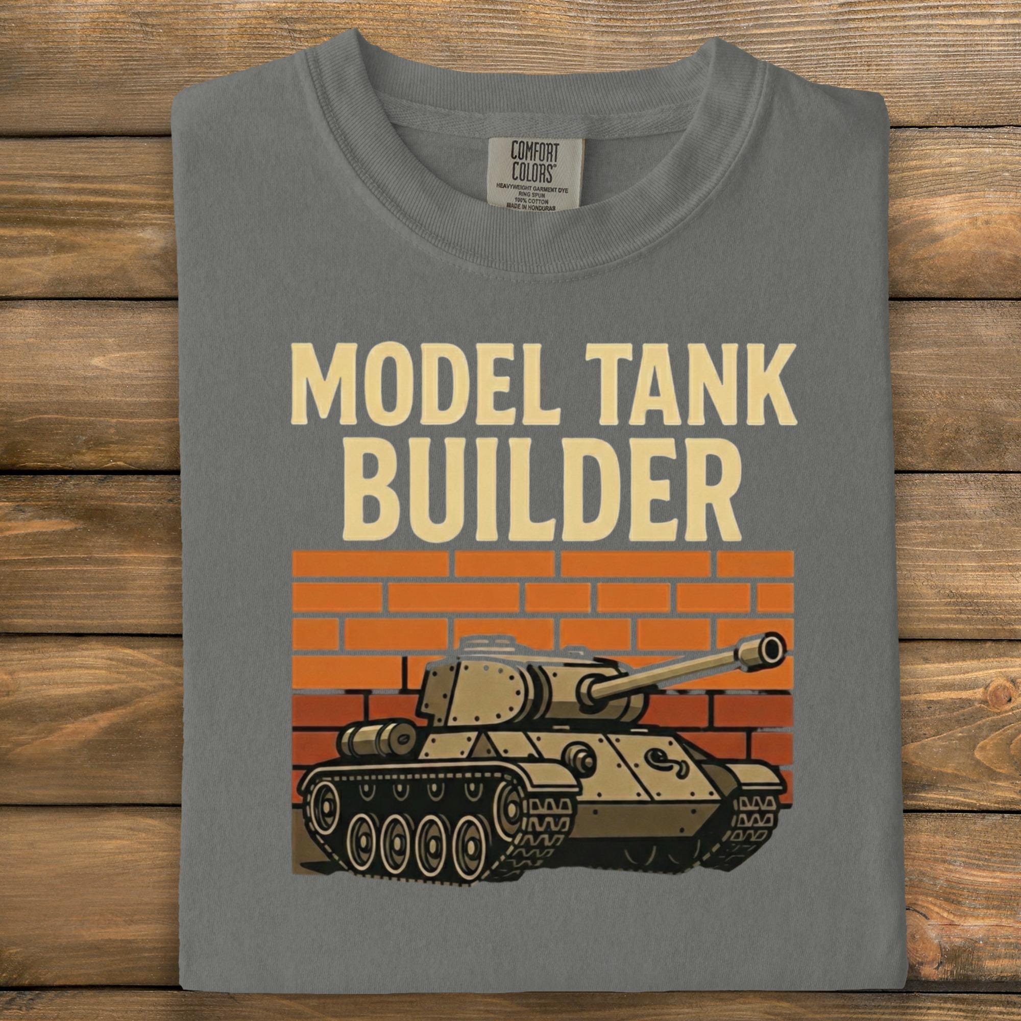 Model Tank Builder T-shirt, Military Tank Enthusiast Shirt, Hobbyist Gift Tee, Nostalgic War Tank Graphic Top, War Tank Art Tee