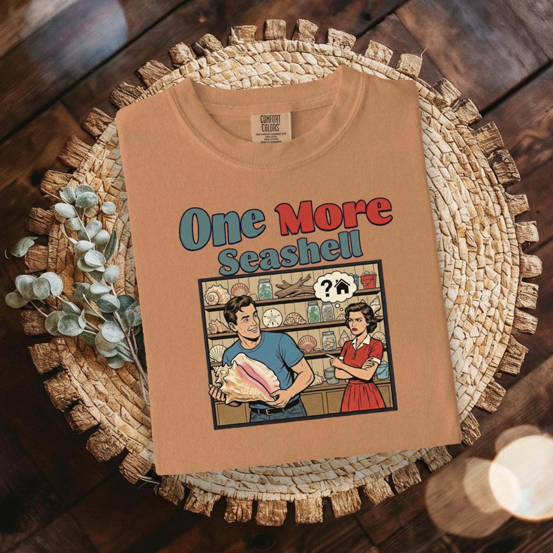 Funny seashell t-shirt, retro seashell collector gift, seaside humor tee, unique beachwear shirt, nautical themed apparel