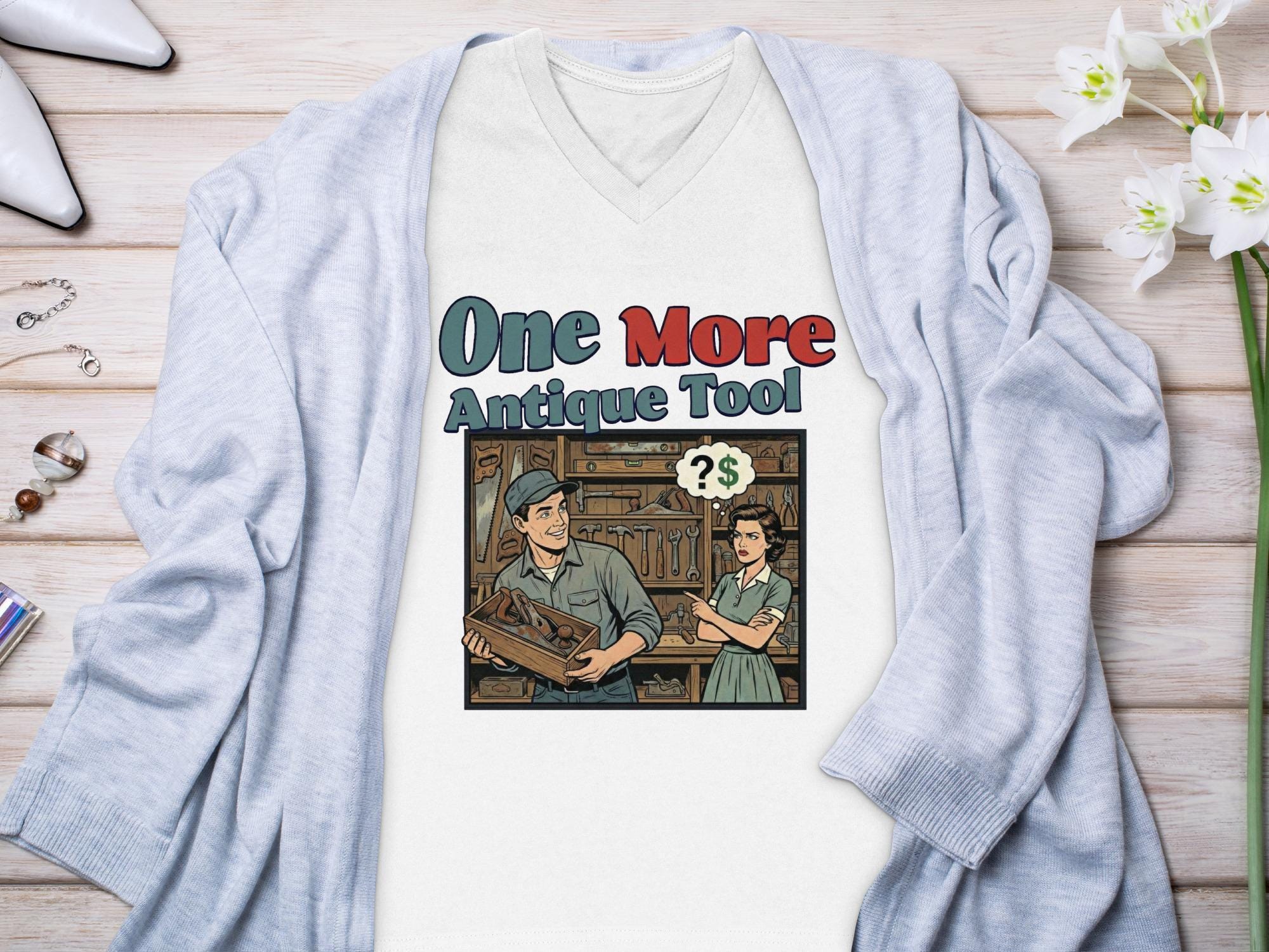 One More Antique Tool Graphic Tee, Vintage Style Shirt, Retro Humor T-Shirt, Funny Illustrated Tee, Casual Wear, Gift for Him