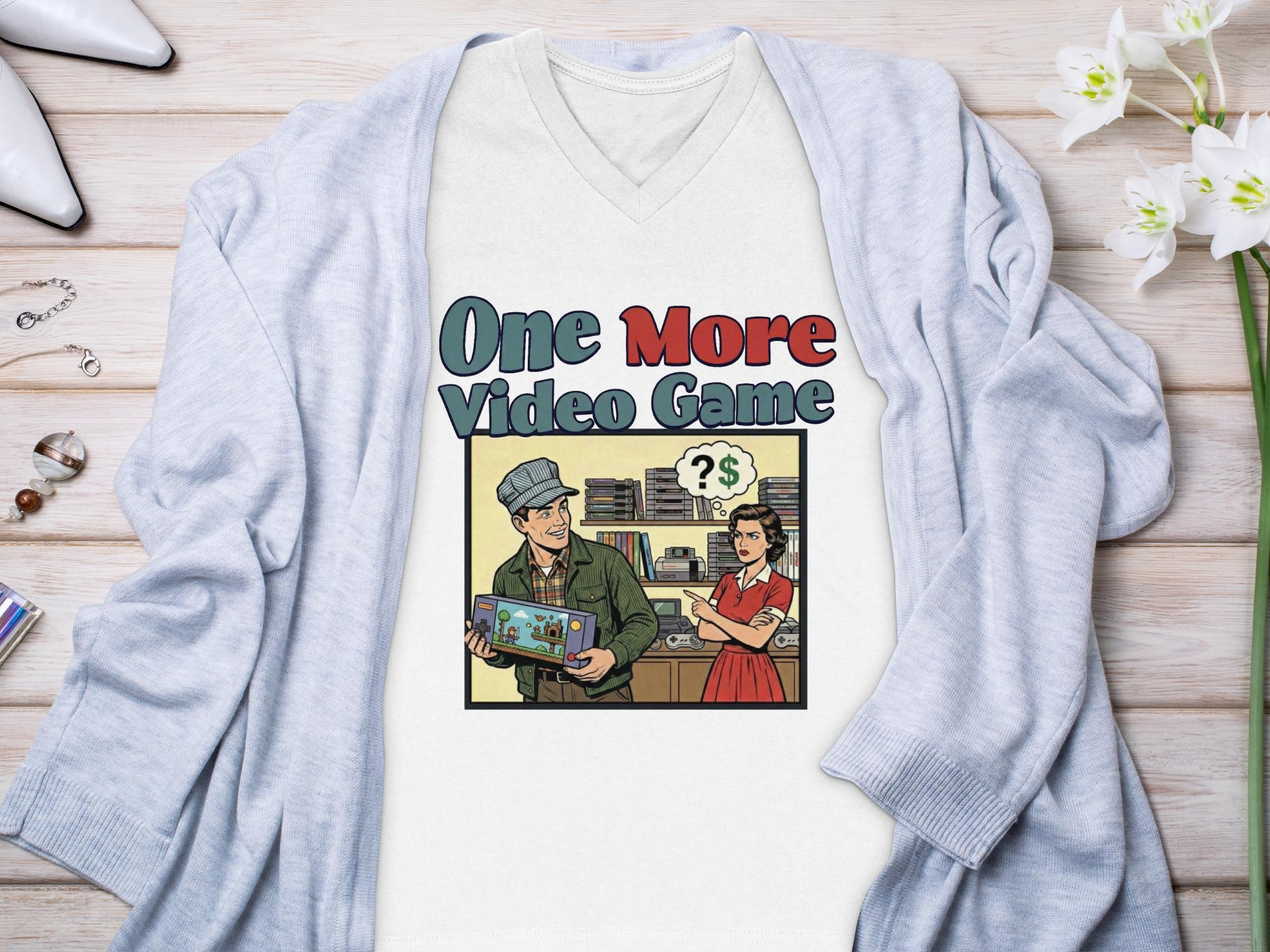 Retro Gamer Shirt, One More Video Game Graphic Tee, Funny Gamer Gift, Vintage Style Geek Apparel, Casual Gamer Clothing for Men Women