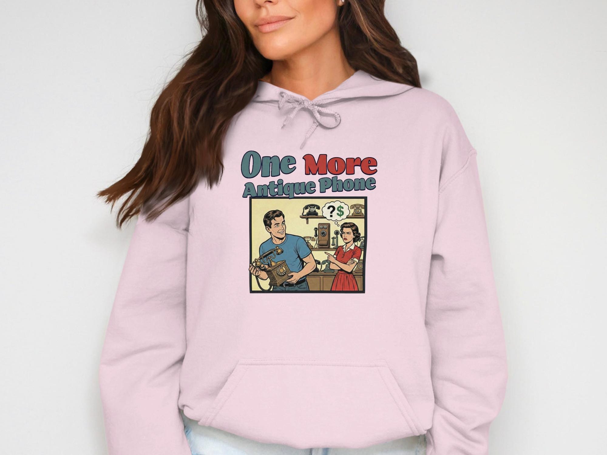 Funny Retro Comic Hoodie, Vintage Style Sweatshirt, Humorous Antique Phone Graphic, Cool Gift for Men Women, Unique Casual Wear