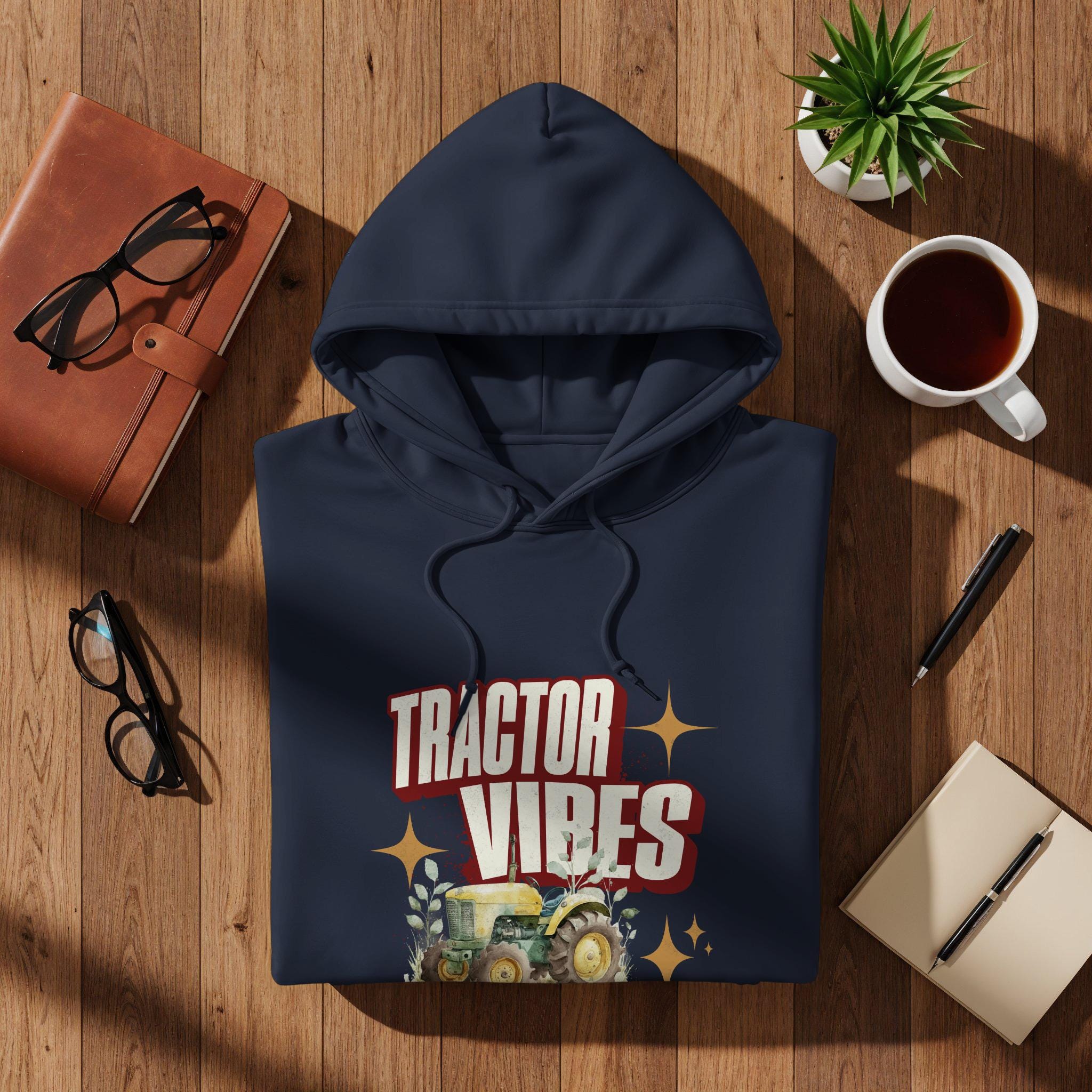 Tractor Vibes Hoodie, Farm Life Sweatshirt, Agriculture Gift, Country Living Apparel, Cozy Casual Wear, Retro Tractor Graphics