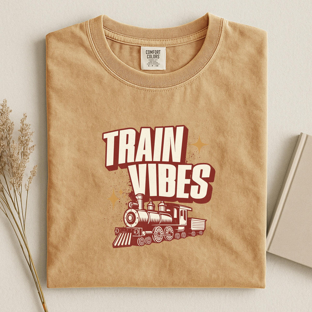 Train Vibes T-shirt, Vintage Train Graphic Tee, Railway Enthusiast Shirt, Retro Locomotive Design, Train Lover Gift, Classic Train Art