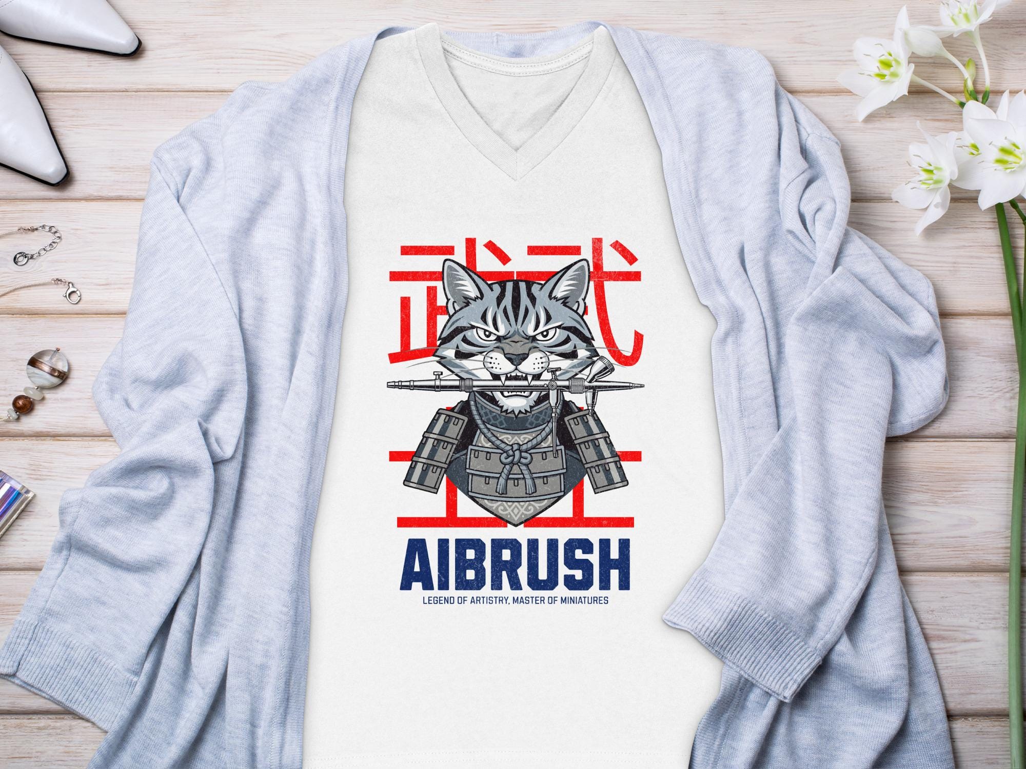 Cool Cat Graphic Tee, Samurai Cat Shirt, Funny Cat Lover Gift, Unique Cat Art, Japanese Style Cat Tshirt, Trendy Cat Apparel