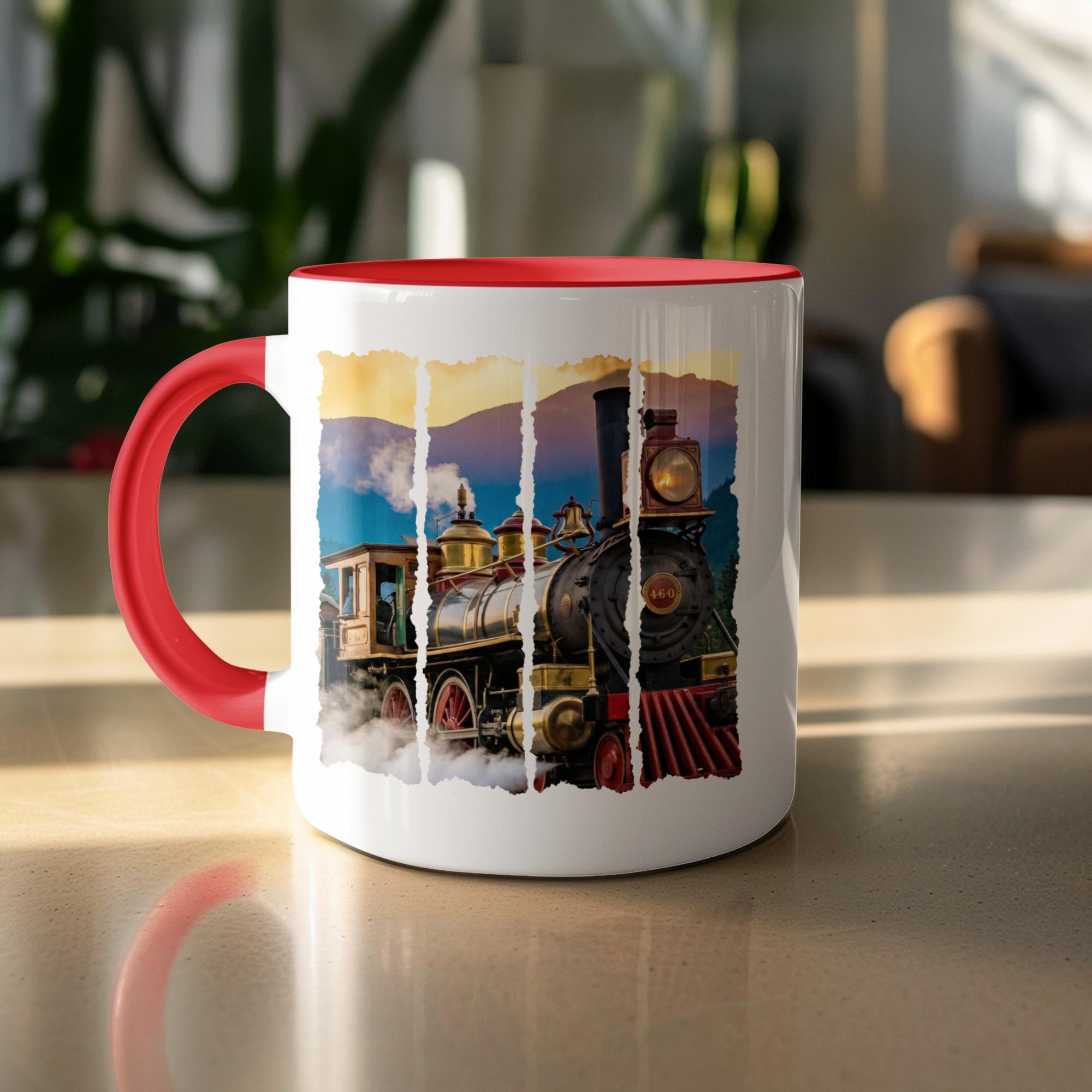 Vintage Steam Train Mug, Train Enthusiast Gift, Retro Locomotive Coffee Cup, Unique Railroad Collectible, Train Lover Present