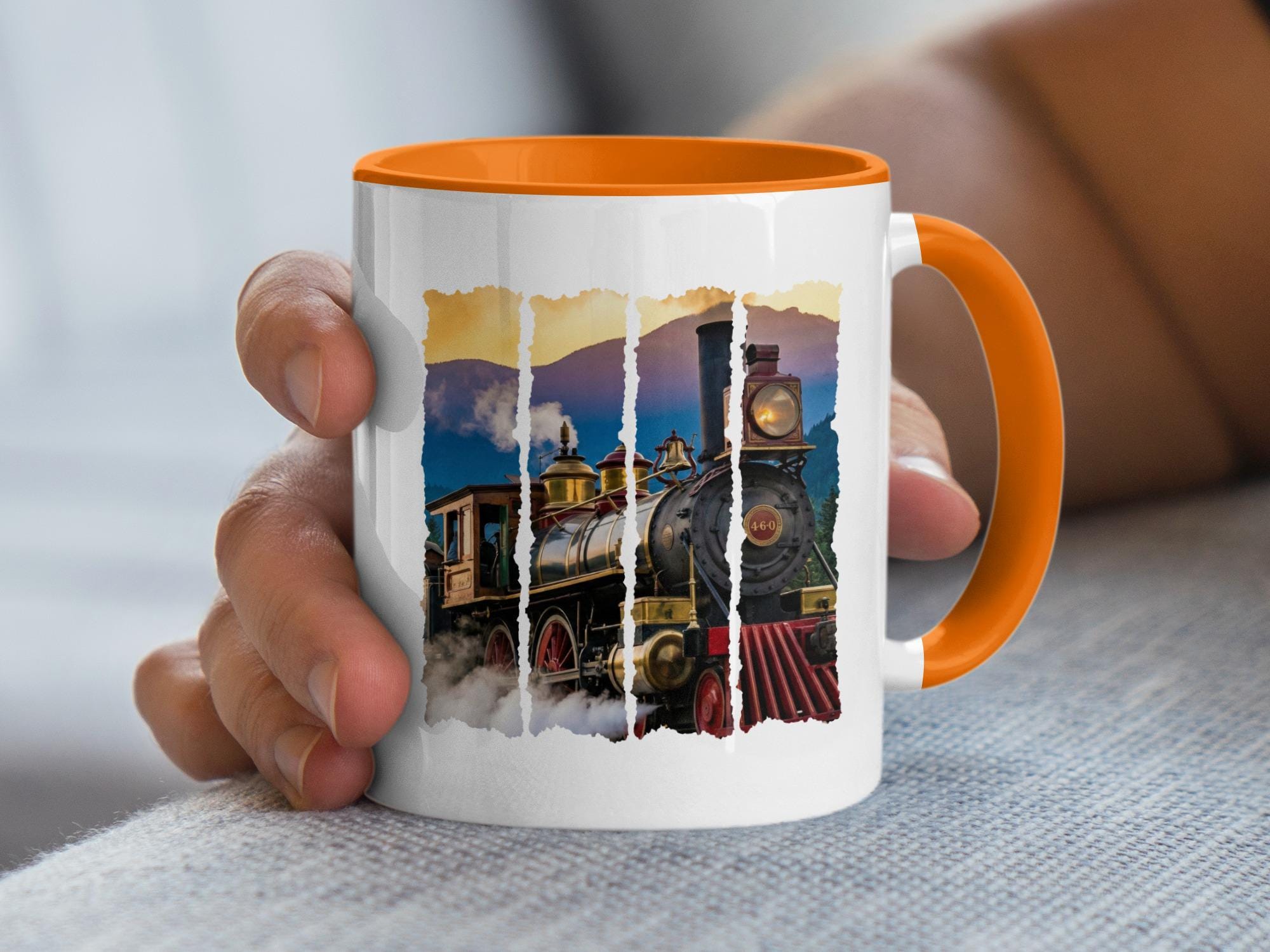 Vintage Steam Train Mug, Coffee Cup with Classic Locomotive Design, Ideal Gift for Train Enthusiasts, Unique Railroad Artwork