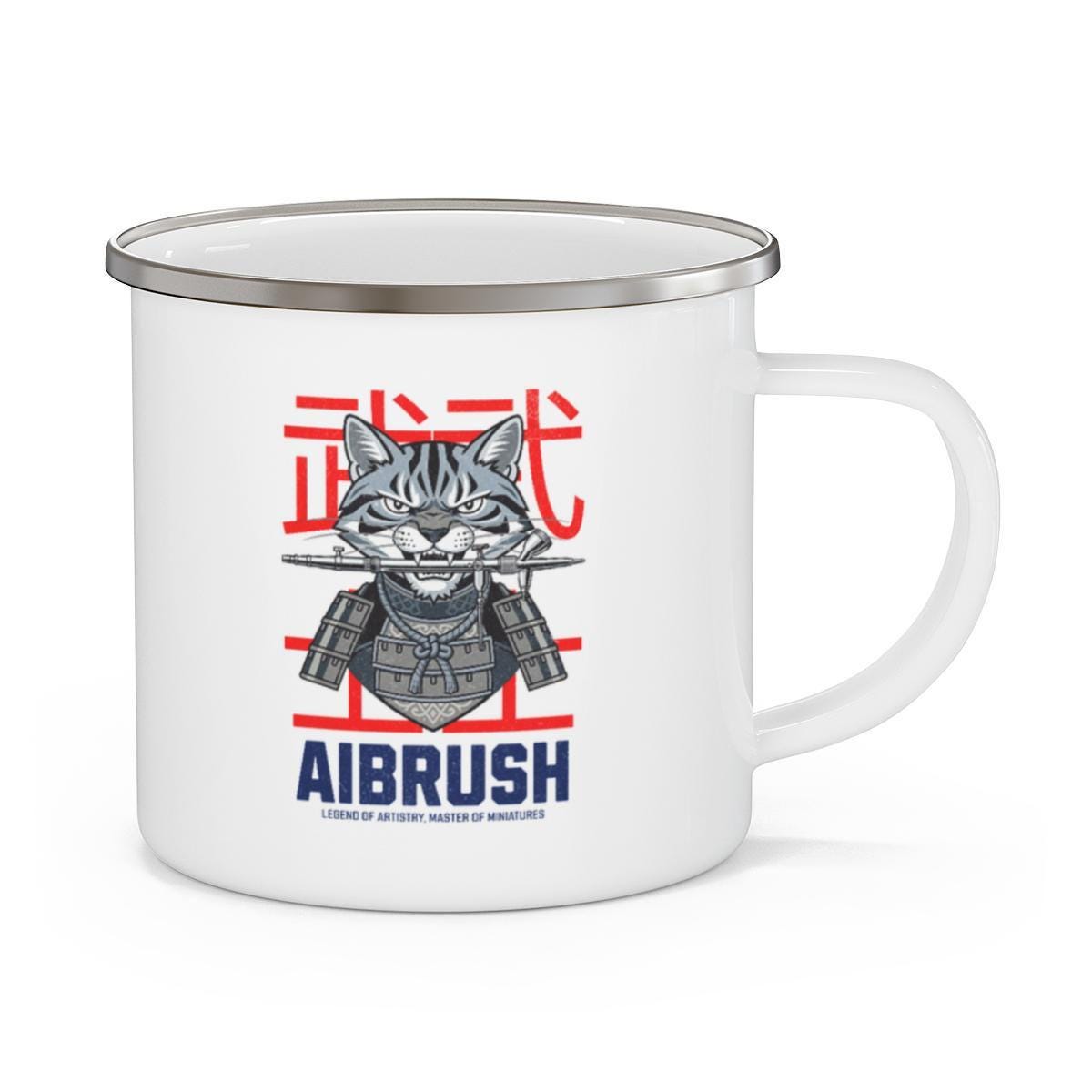 Samurai Cat Airbrush Art Mug, Unique Artistry Design, Fun Cat Lover Gift, Master of Miniatures, Cool Coffee Mug, Gift for Artists