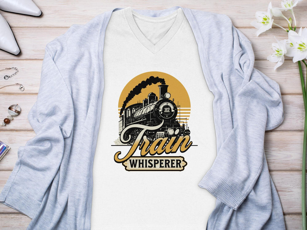 Train Whisperer graphic tee, Retro train lovers T-shirt, Locomotive design apparel, Vintage railroad fan shirt, Steam engine enthusiast top