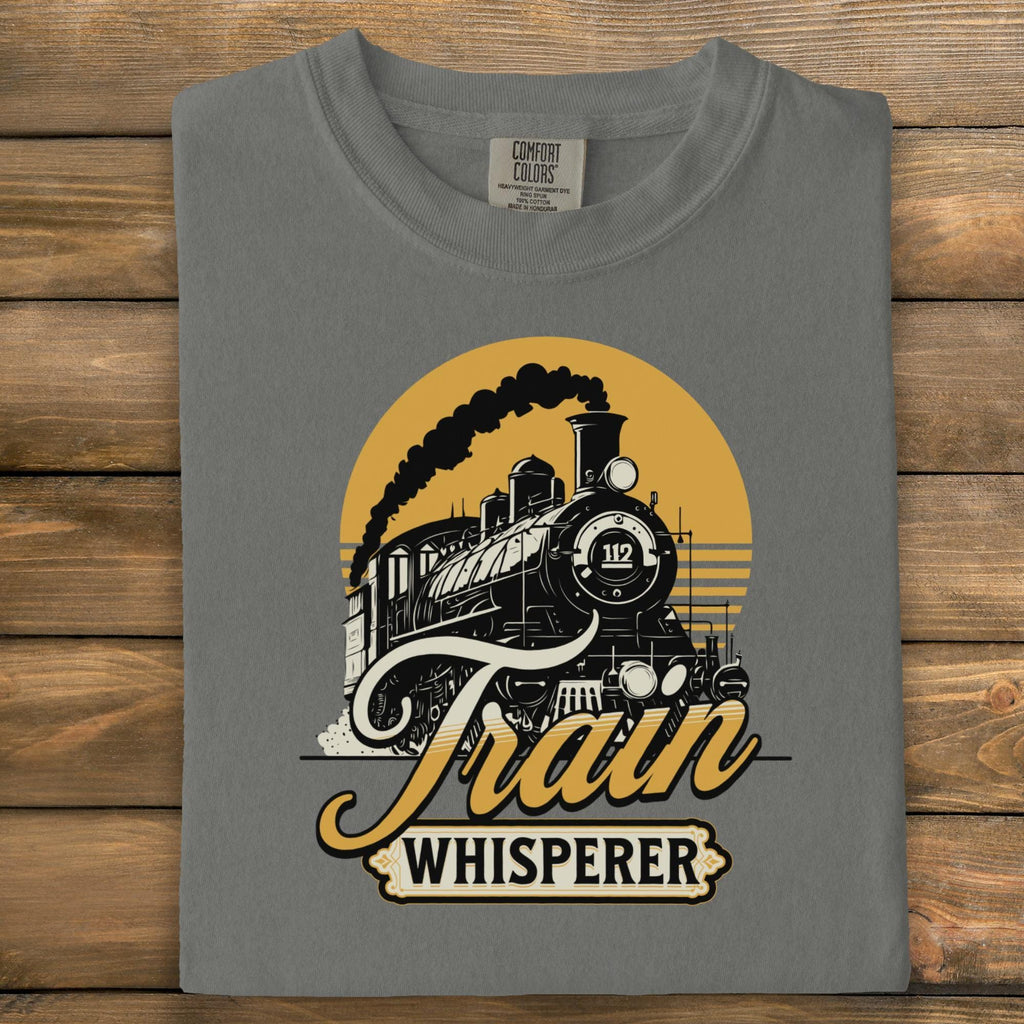 Train Whisperer T-Shirt, Vintage Train Design Tee, Railroad Enthusiast Shirt, Steam Engine Graphic, Train Lover Gift Idea