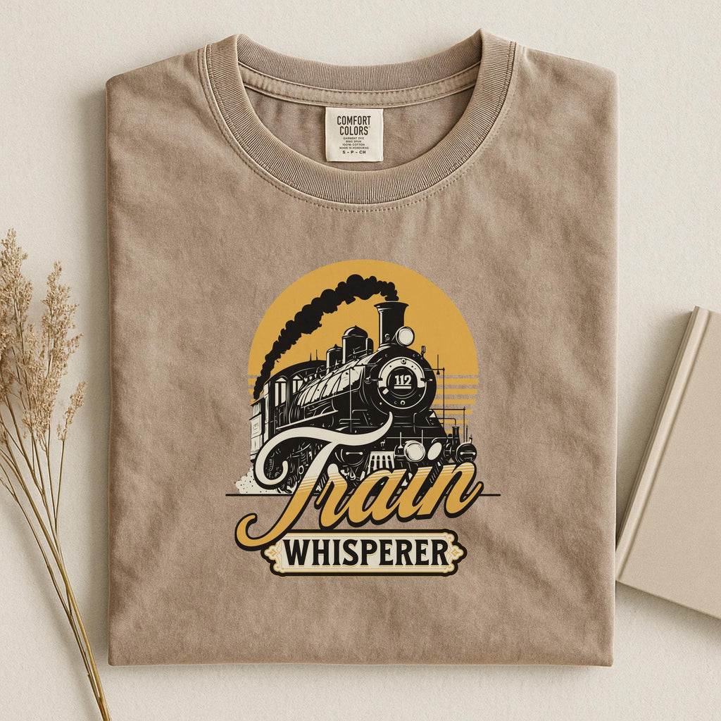 Train Whisperer Graphic Tee, Vintage Locomotive T-Shirt, Retro Train Shirt for Train Lovers, Railroad Enthusiast Gift, Train Apparel