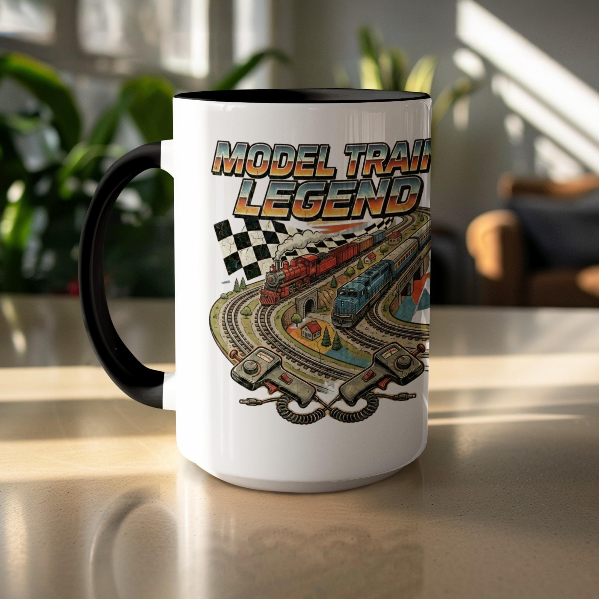 Model Train Legend Mug, Train Enthusiast Coffee Cup, Vintage Railroad Design, Unique Train Gift, Collector's Item, Train Lover Mug