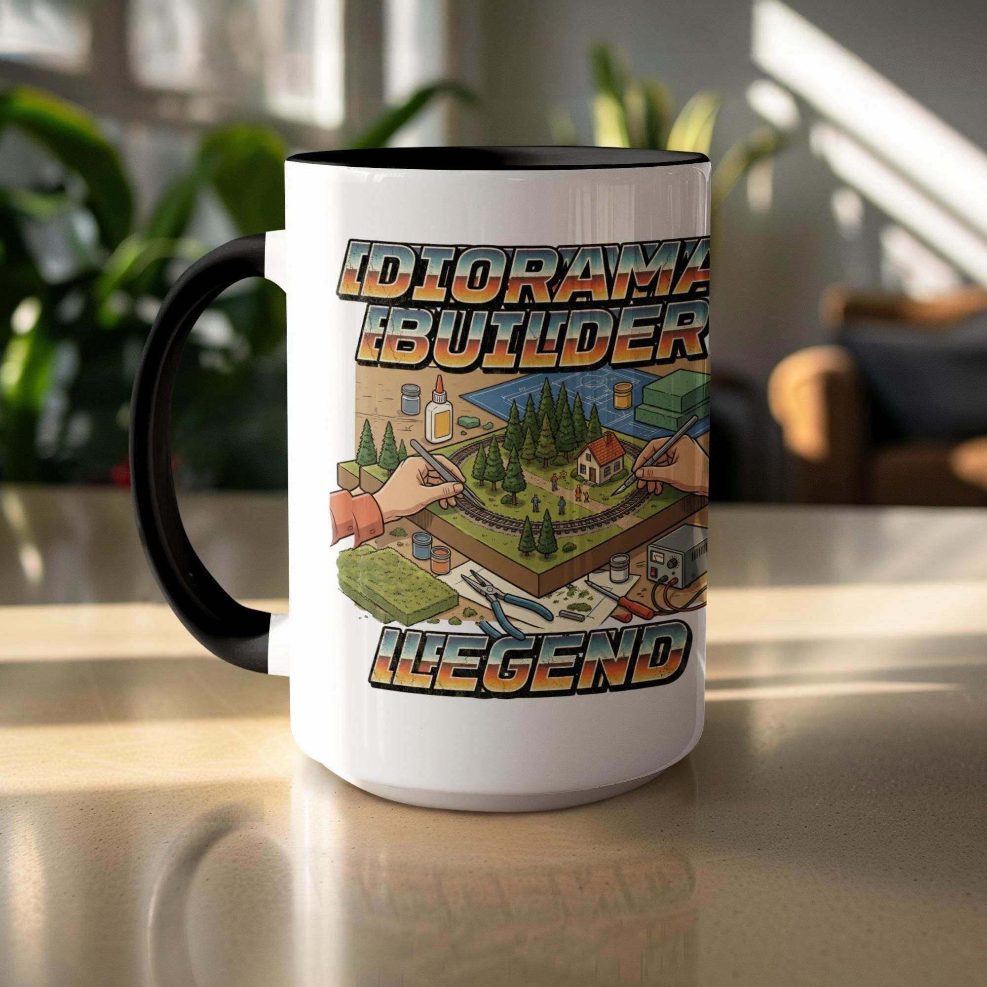 Diorama Builder Mug, Gift for Model Making Fans, Unique Hobbyist Coffee Cup, Artistic Design, Perfect for Home Office Decor