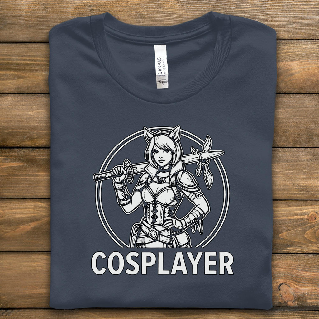 Cosplayer T-Shirt, Anime Girl Tee, Manga Style Top, Sword Design Clothing, Gift for Cosplay Fans