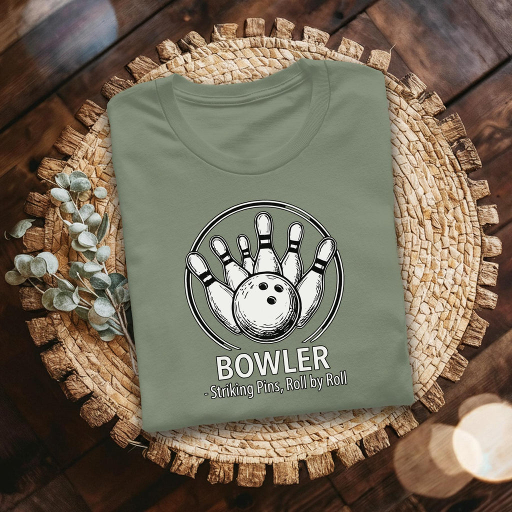 Bowler T-Shirt, Striking Pins Tee, Bowling Gift, Roll by Roll Shirt, Sporty T Shirt, Active Wear Tee, Graphic Print T-Shirt