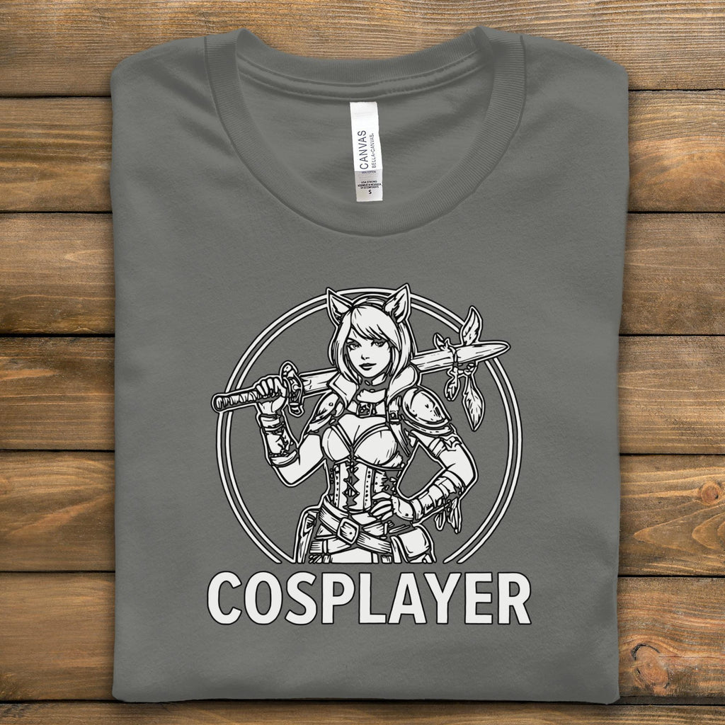 Cosplayer T-Shirt, Anime Girl Tee, Manga Style Top, Sword Design Clothing, Gift for Cosplay Fans
