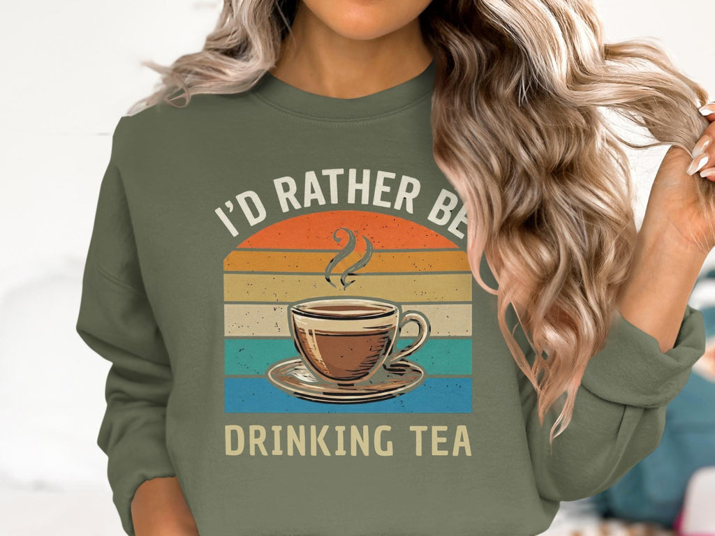 Tea Lover T-Shirt, I'd Rather Be Drinking Tea Shirt, Retro Style T Shirt, Tea Cup Design T-Shirt, Relaxing Gift Tee