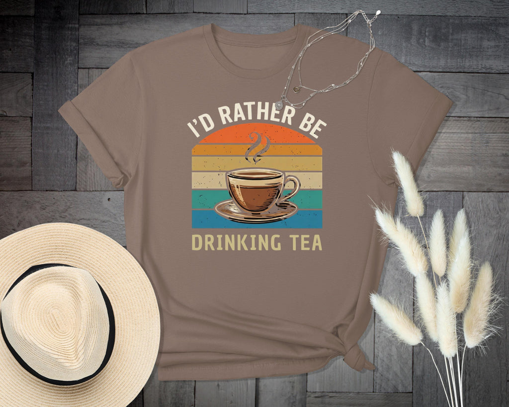 Tea Lover T-Shirt, I'd Rather Be Drinking Tea Shirt, Retro Style T Shirt, Tea Cup Design T-Shirt, Relaxing Gift Tee