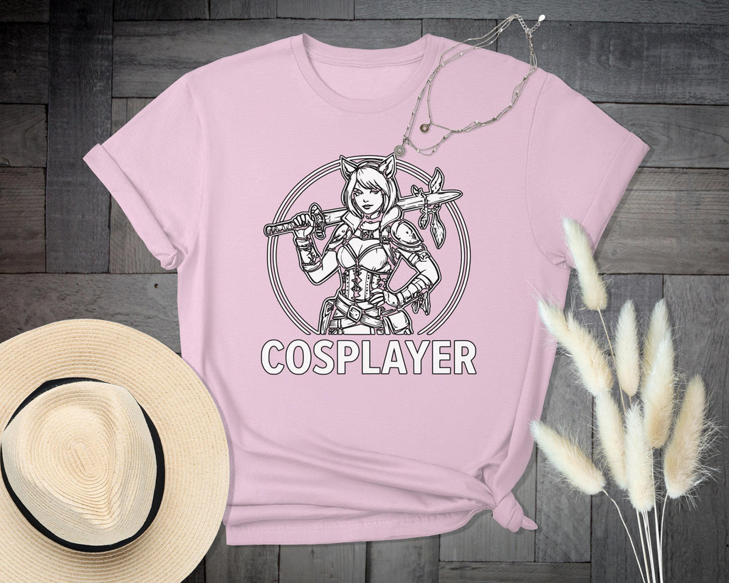 Cosplayer T-Shirt, Anime Girl Tee, Manga Style Top, Sword Design Clothing, Gift for Cosplay Fans