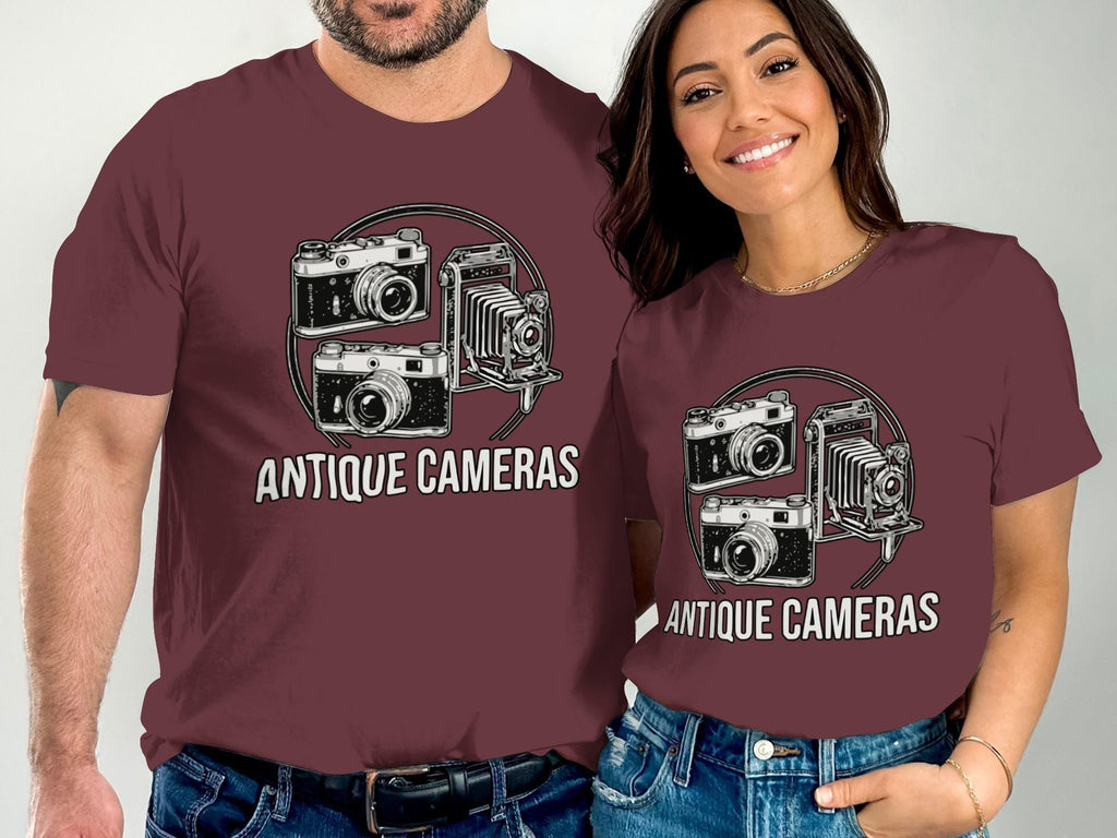 Vintage Camera T-Shirt, Photographer Gift, Antique Cameras Tee, Retro Camera Lover Shirt, Camera T-Shirt, Graphic Tee for Photography Fans