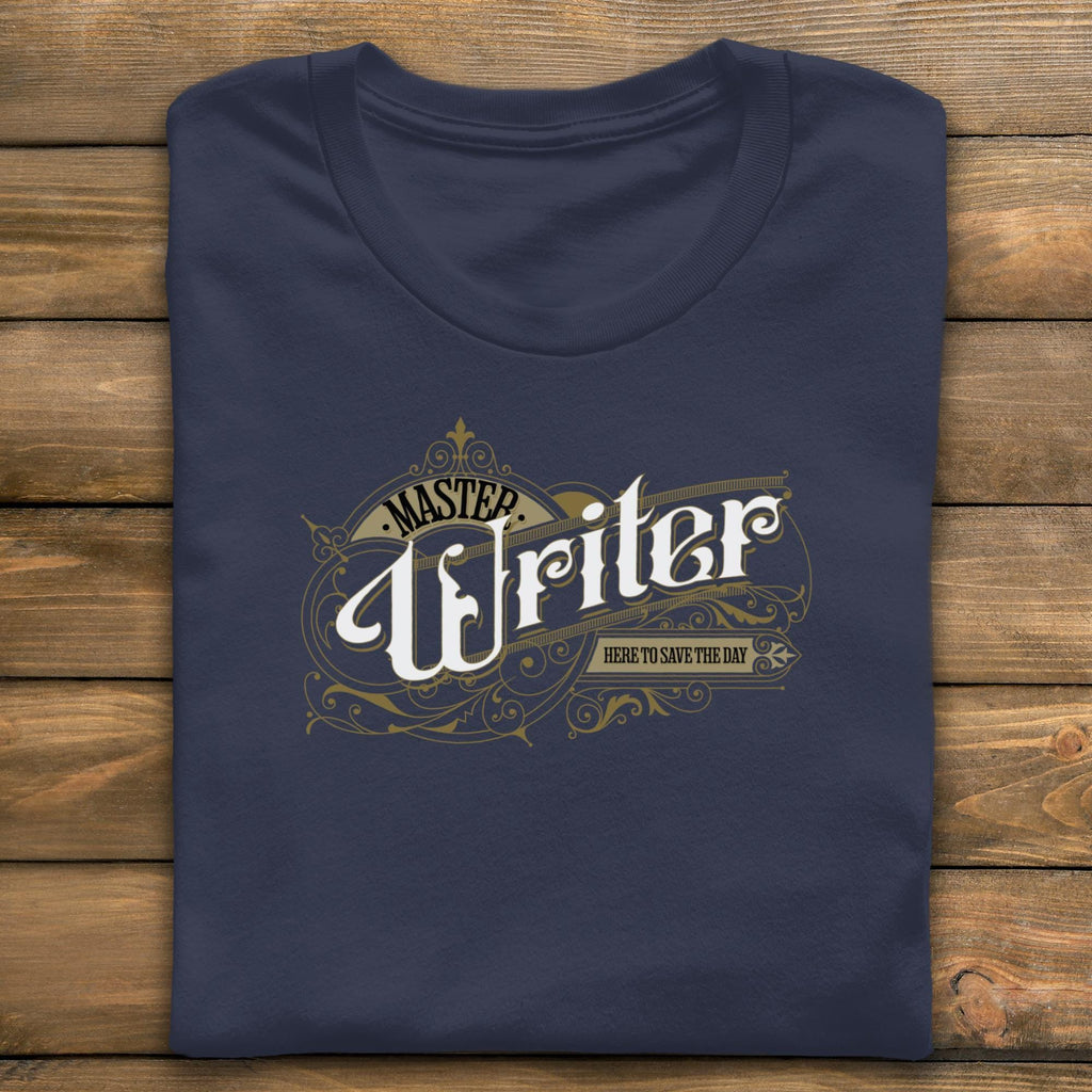 Writer T-Shirt, Master Writer Tee, Here to Save the Day, Writer Gift, Author Shirt, Writer Apparel, Writing Enthusiast Gift
