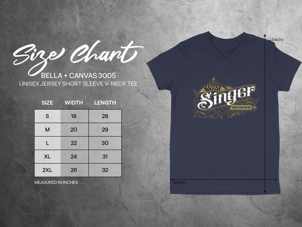 Master Singer Unisex V-Neck T-Shirt, Funny Graphic Tee, Comfortable Casual Top, Music Lover Gift, Bella Canvas 3005 Shirt
