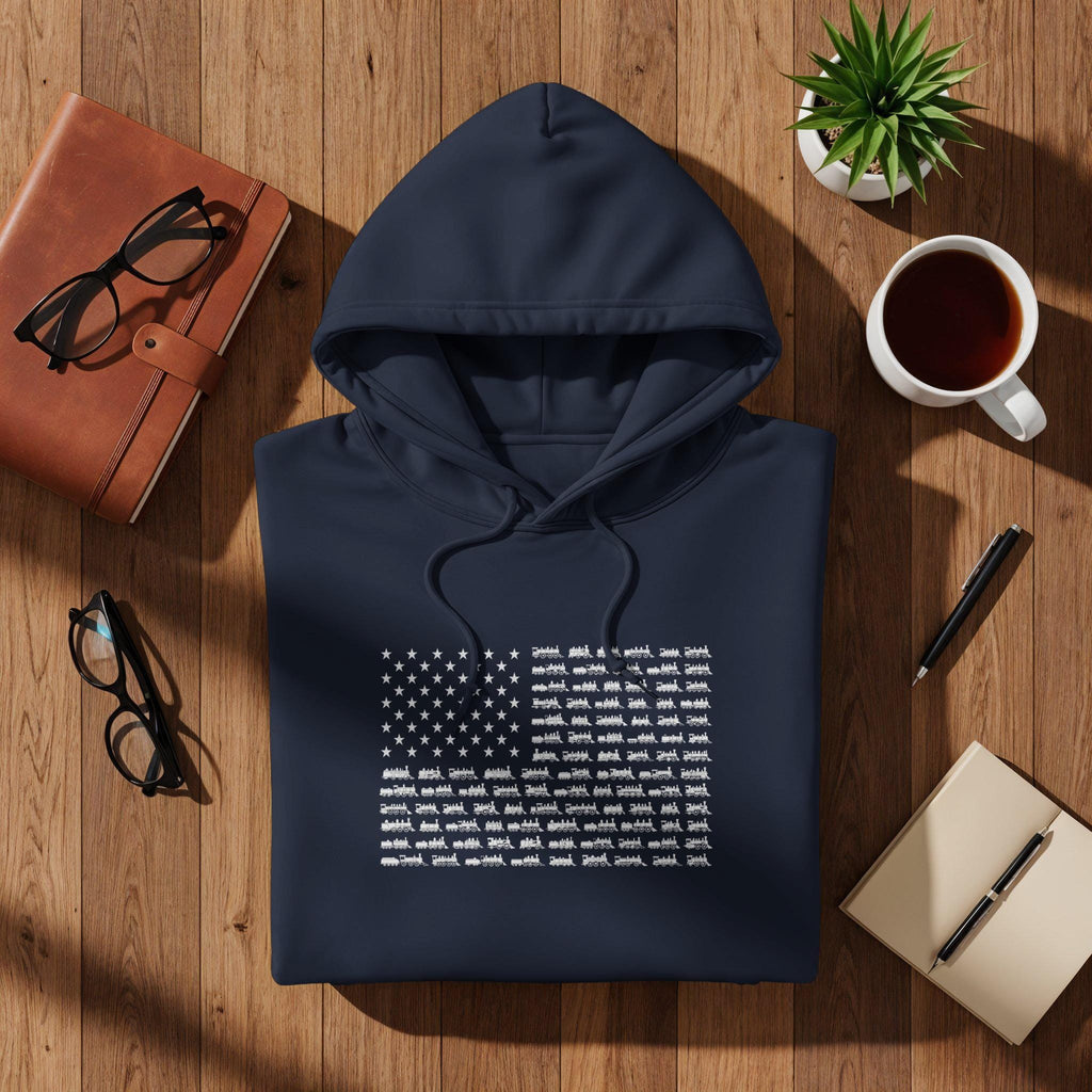 American Flag Hoodie, Patriotic Design Sweatshirt, USA Flag Graphic Pullover, Unisex Casual Wear, Cozy Warm Hoodie Top