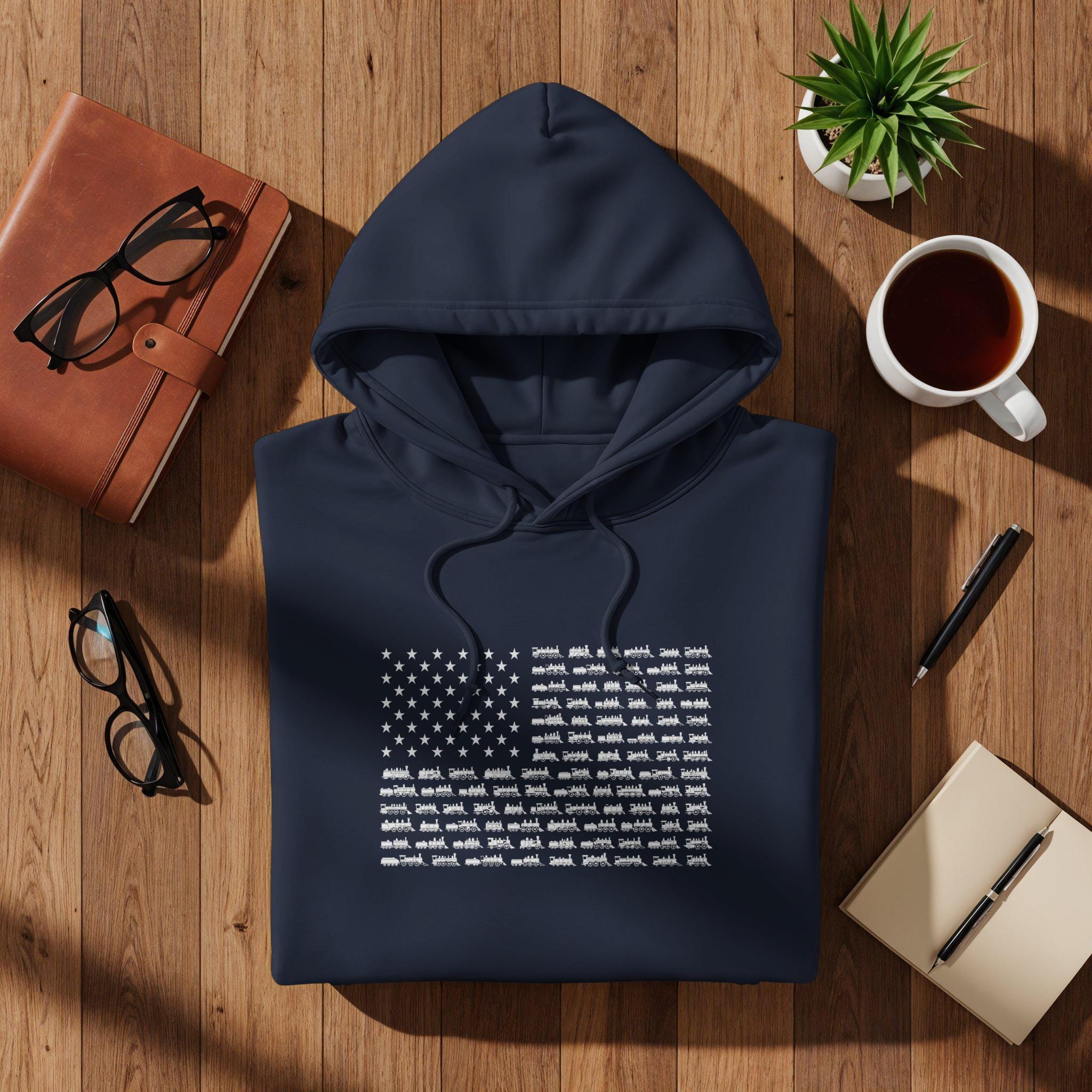 American Flag Hoodie, Patriotic Design Sweatshirt, USA Flag Graphic Pullover, Unisex Casual Wear, Cozy Warm Hoodie Top