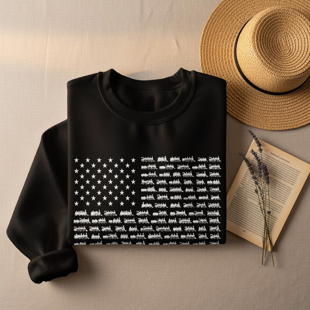 American Flag Sweatshirt, Black Crewneck Sweatshirt, Patriotic Graphic Sweatshirt, USA Flag Unisex Pullover, Cozy Casual Sweater