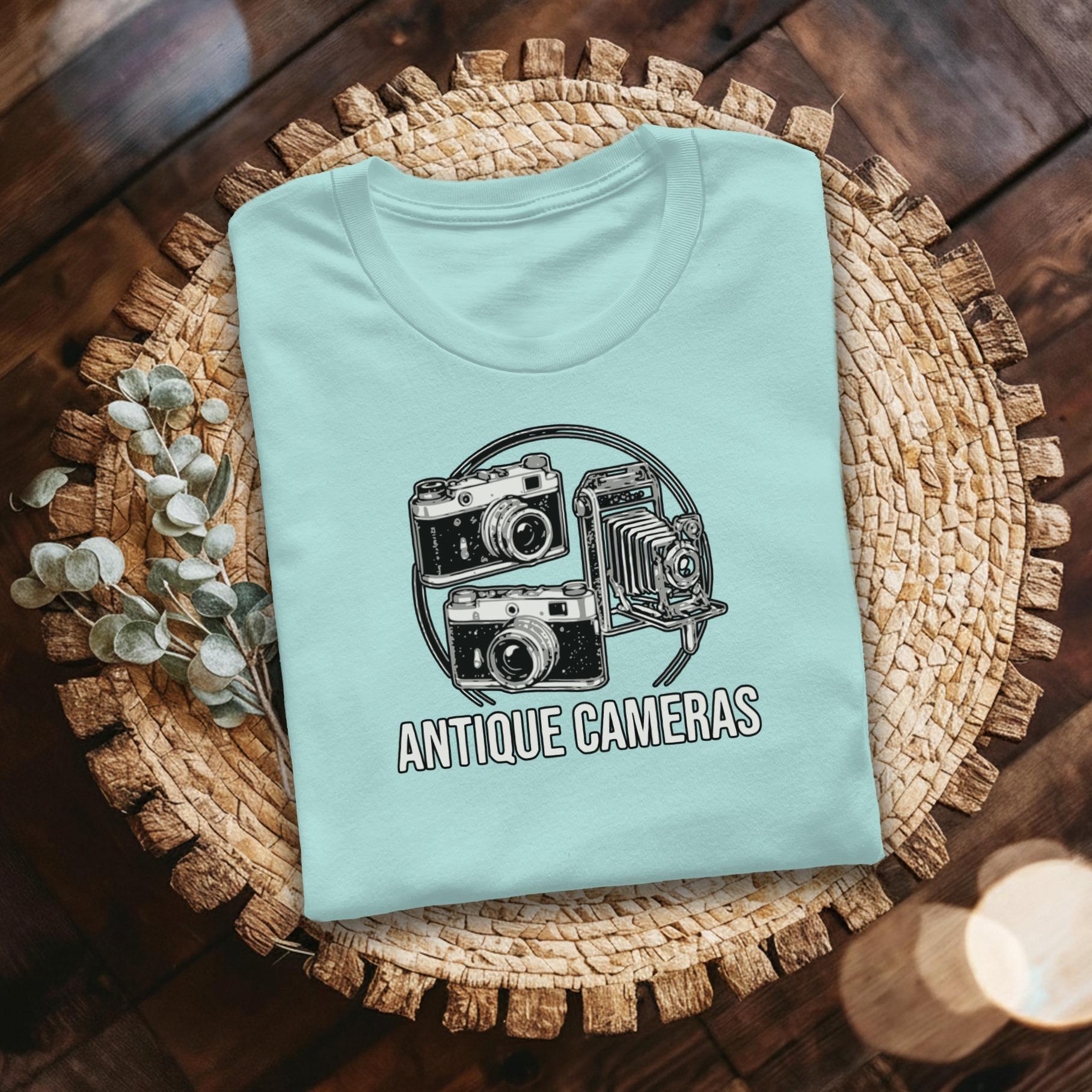Vintage Camera T-Shirt, Photographer Gift, Antique Cameras Tee, Retro Camera Lover Shirt, Camera T-Shirt, Graphic Tee for Photography Fans