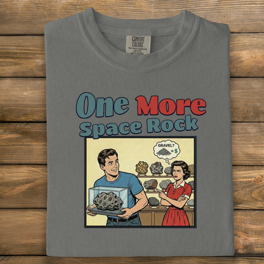 Funny Space Rock Comic T-Shirt, Humorous Science Graphic Tee, Geeky Nerd Shirt, Unique Novelty Gift, Retro Style Humour Top