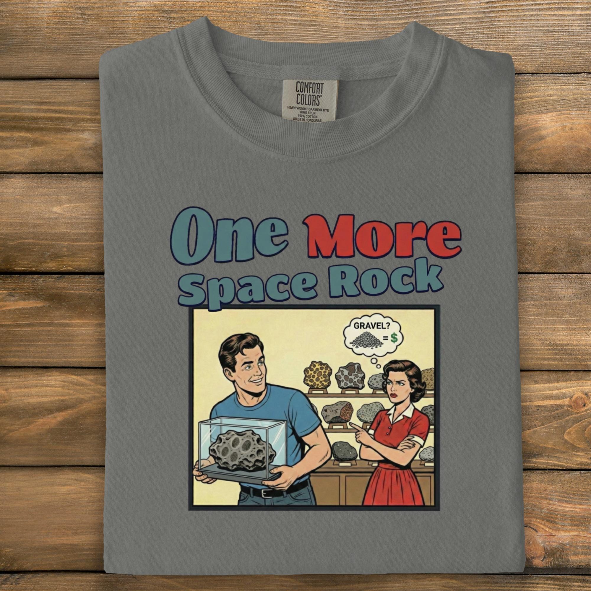 Funny Space Rock Comic T-Shirt, Humorous Science Graphic Tee, Geeky Nerd Shirt, Unique Novelty Gift, Retro Style Humour Top