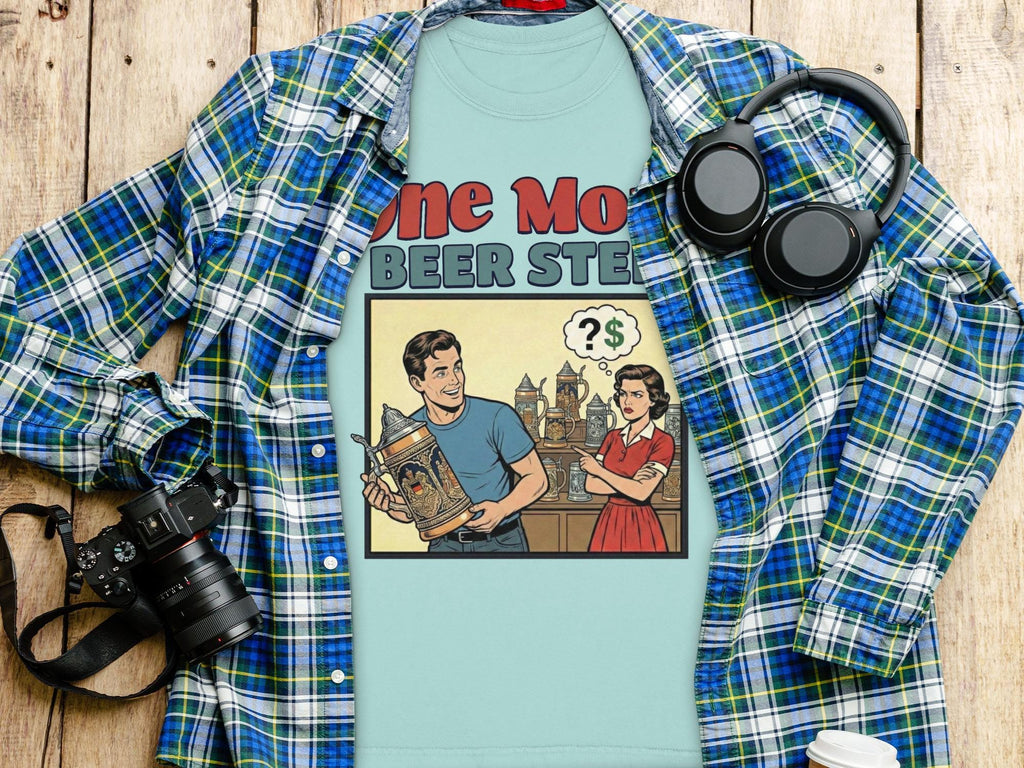 One More Beer Steins Shirt, Funny Beer Shirt, Retro Style Tee, Vintage Drinking Humor, Graphic Tee for Beer Lovers, Gift for Him