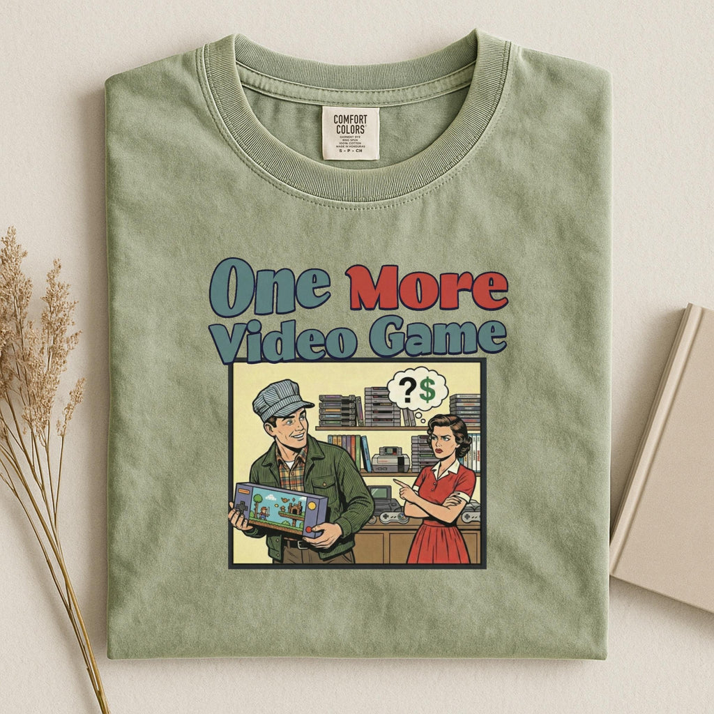 One More Video Game Shirt, Funny Gamer Graphic Tee, Retro Gaming Design T-Shirt, Casual Geek Gift, Unique Video Game Lovers Tshirt