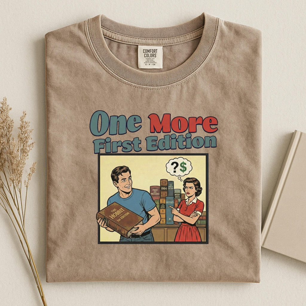 Funny First Edition Book Lover T-Shirt, Retro Book Collector Gift, Vintage Comic Style Tee, Literary Humor Shirt for Readers