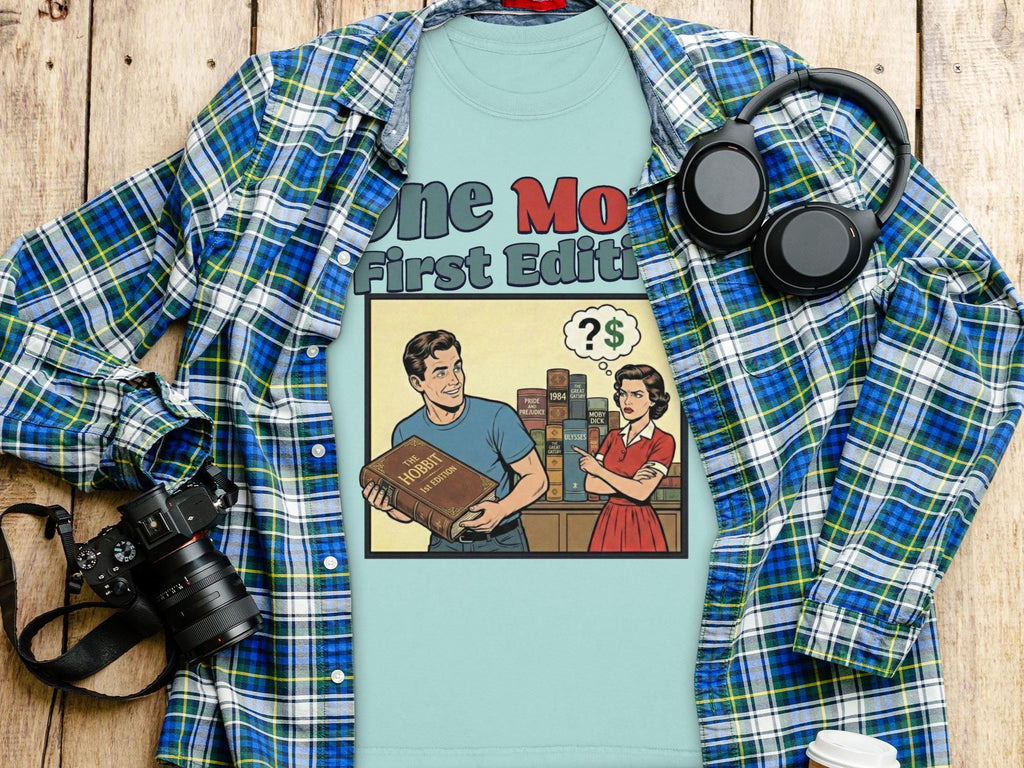 Funny Retro Book Lover T-Shirt, Vintage Comic First Edition Tee, Unique Bookworm Gift, Literary Humor Graphic Shirt