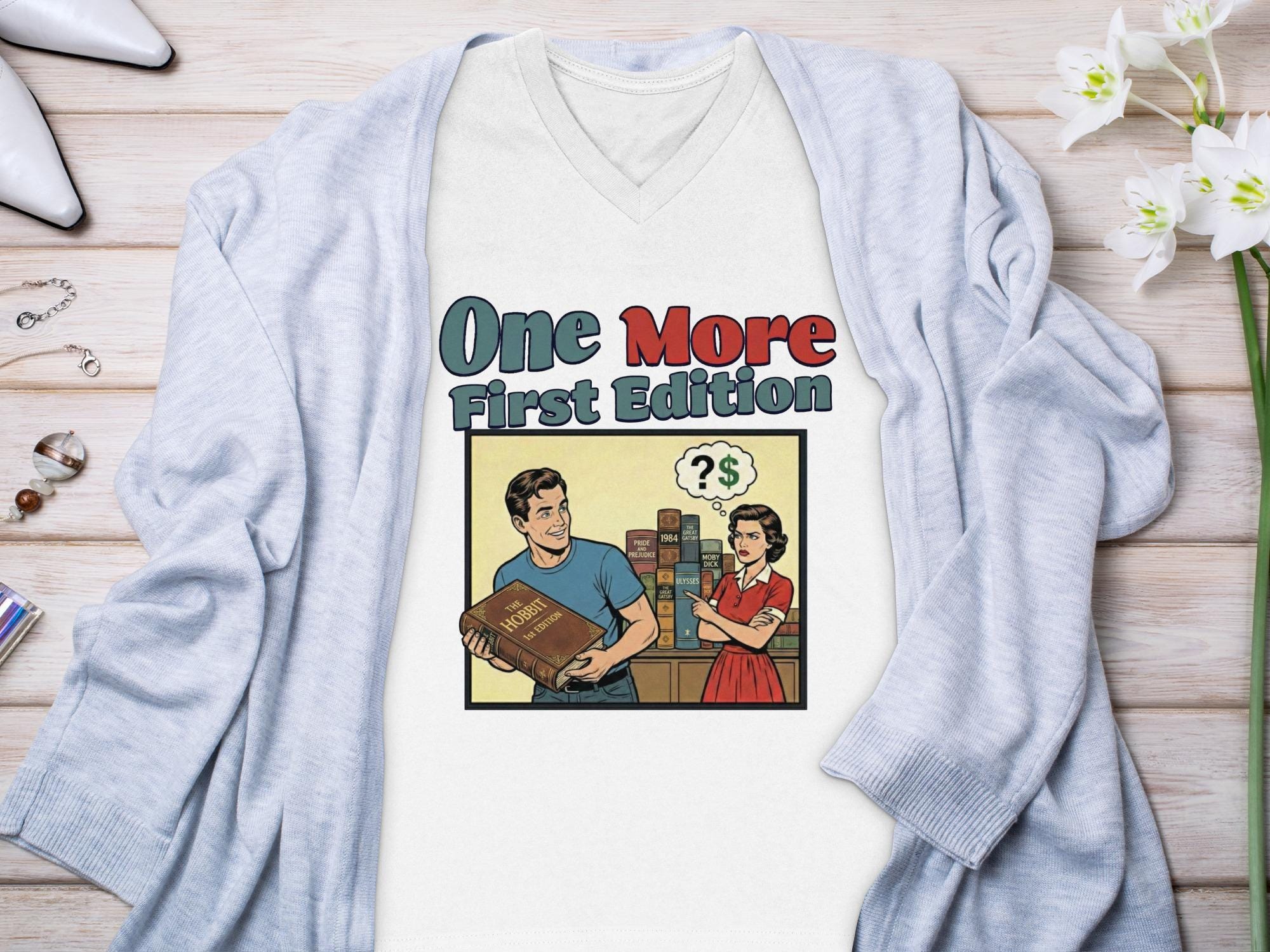 One More First Edition Retro Book Lover Shirt, Funny Bookworm Gift, Bibliophile Humor Tee, Vintage Comic Style Reader Shirt, Book Nerd Top