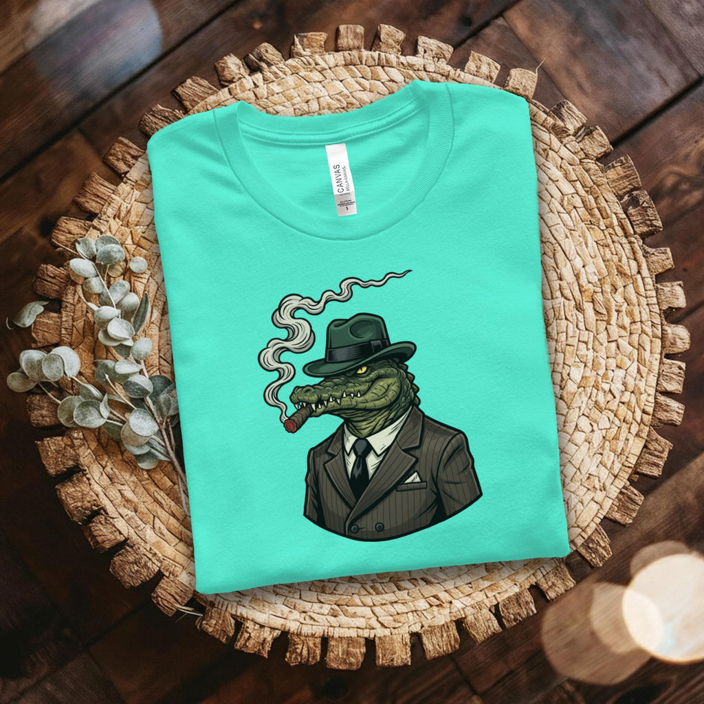 Crocodile Mafia Boss T-Shirt, Cigar Gator Tee, Gangster Alligator Shirt, Cool Animal Design, Funny Graphic Tee, Quirky Gift Idea