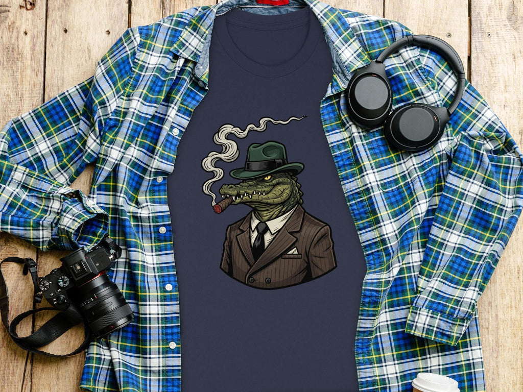 Crocodile Mafia Boss T-Shirt, Cigar Gator Tee, Gangster Alligator Shirt, Cool Animal Design, Funny Graphic Tee, Quirky Gift Idea