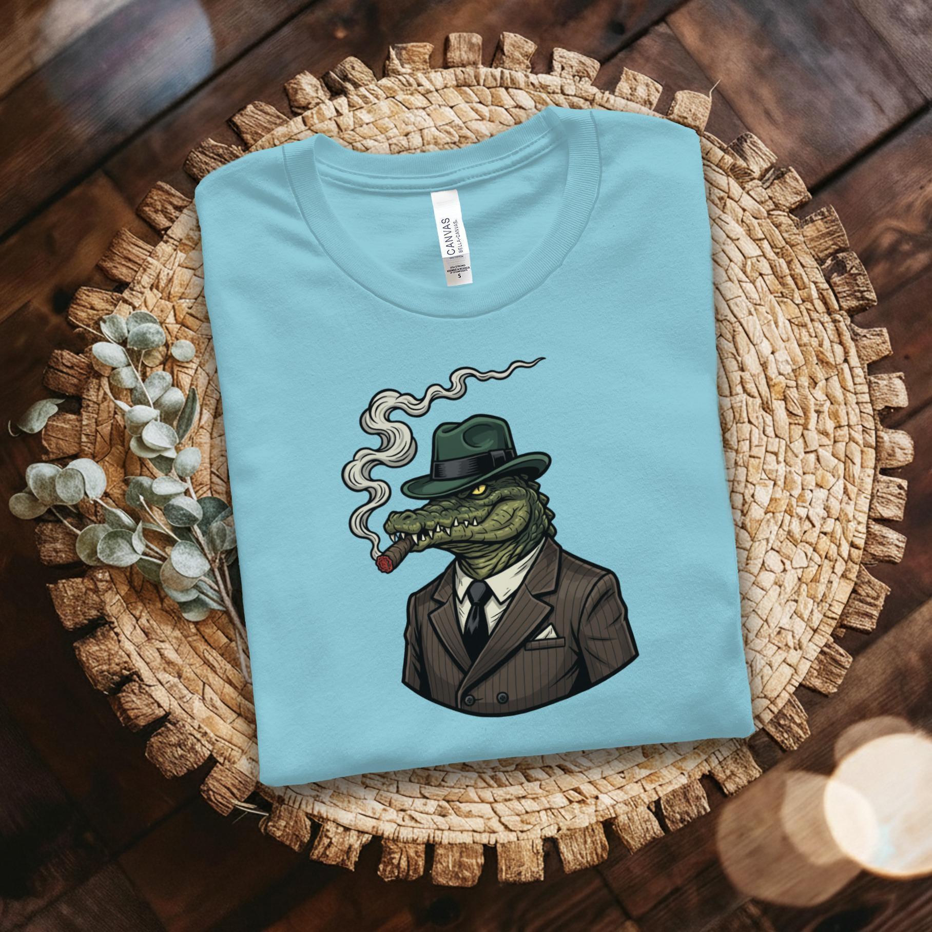Crocodile Mafia Boss T-Shirt, Cigar Gator Tee, Gangster Alligator Shirt, Cool Animal Design, Funny Graphic Tee, Quirky Gift Idea