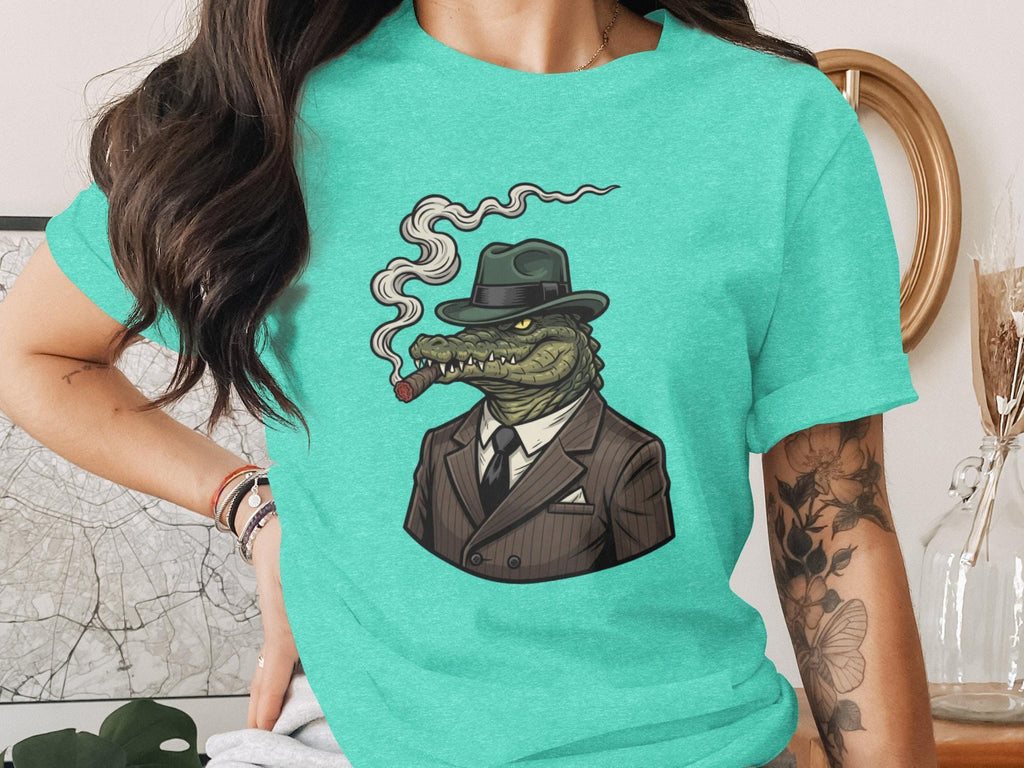 Crocodile Mafia Boss T-Shirt, Cigar Gator Tee, Gangster Alligator Shirt, Cool Animal Design, Funny Graphic Tee, Quirky Gift Idea