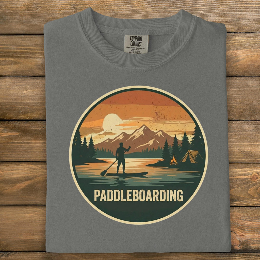 Paddleboarding T-Shirt, Retro Sunset Graphic Tee, Camping T Shirt, Outdoor Adventure Shirt, Nature Lover T Shirt, Comfort Colors T-Shirt
