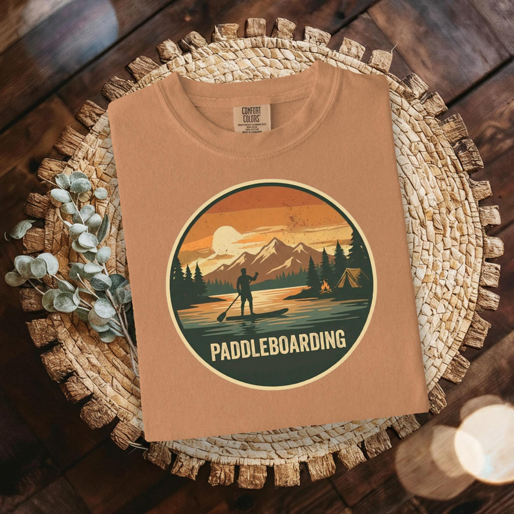 Paddleboarding T-Shirt, Retro Sunset Graphic Tee, Camping T Shirt, Outdoor Adventure Shirt, Nature Lover T Shirt, Comfort Colors T-Shirt